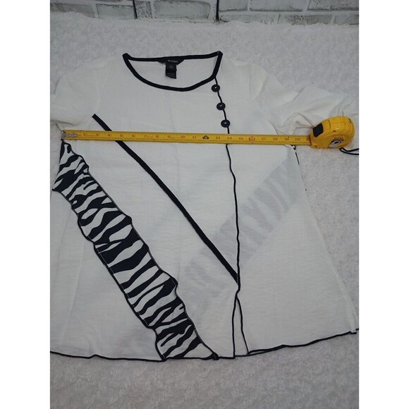 Ali Miles Top Womens Size Small White/Black 3/4 Sleeve Blouse - Picture 5 of 10